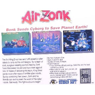 Air Zonk Turbografx16 CIB MINT RARE! Collector Grade — actual item photo