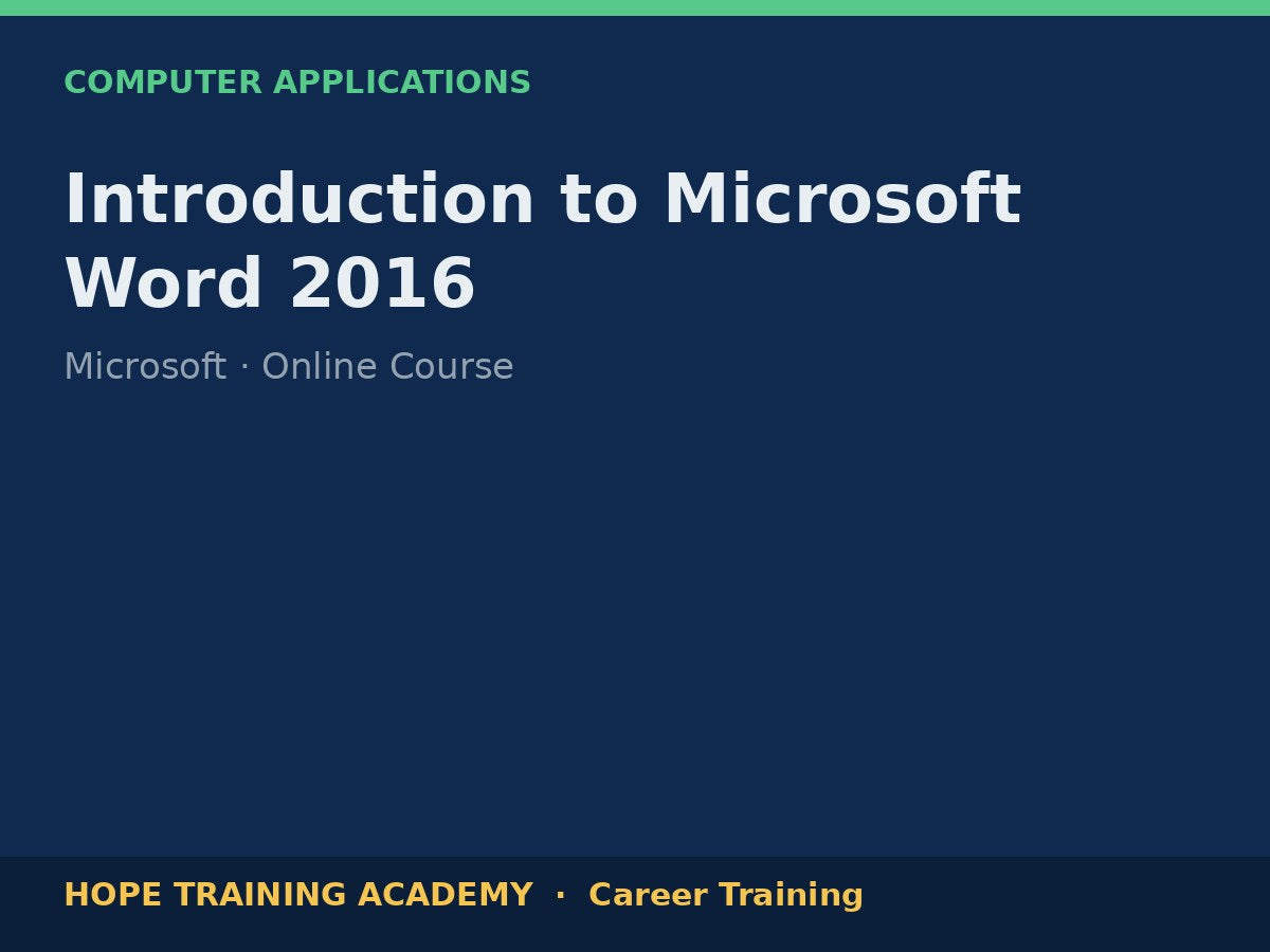 Introduction to Microsoft Word 2016